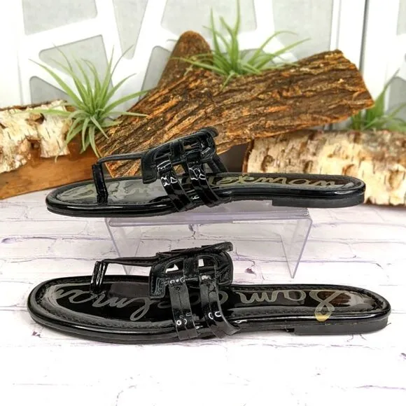 SAM EDELMAN Cara Patent Leather Thong Sandals
