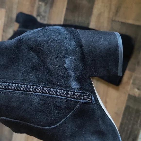 Sam Edelman Elina Black Leather Suede Thigh High Boots Sz 8 Women