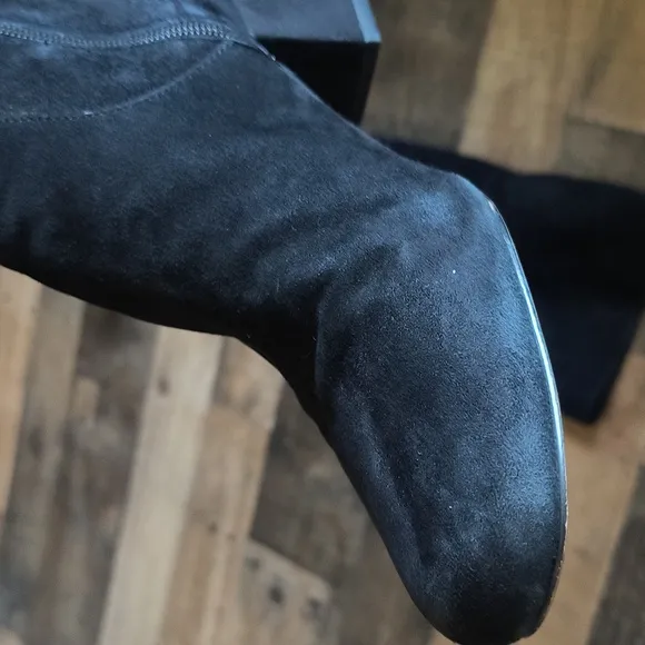 Sam Edelman Elina Black Leather Suede Thigh High Boots Sz 8 Women