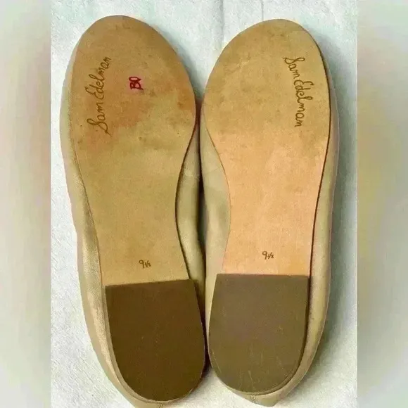 Sam Edelman Felicia  Ballet Flat in Soft Beige Leather Size 9.5