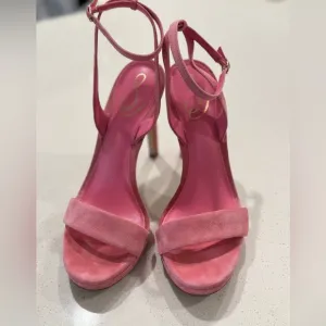Sam Edelman Jade Pink Suede Ankle Strap Sandal Heels, Size: 10
