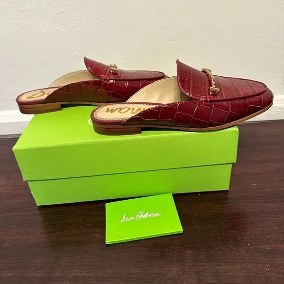Sam Edelman Linnie Rhubarb Slip On Almond Toe Embellished Loafers Mules size 5
