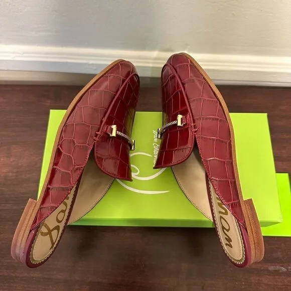 Sam Edelman Linnie Rhubarb Slip On Almond Toe Embellished Loafers Mules size 5