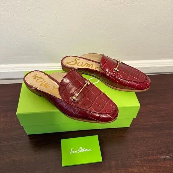 Sam Edelman Linnie Rhubarb Slip On Almond Toe Embellished Loafers Mules size 5