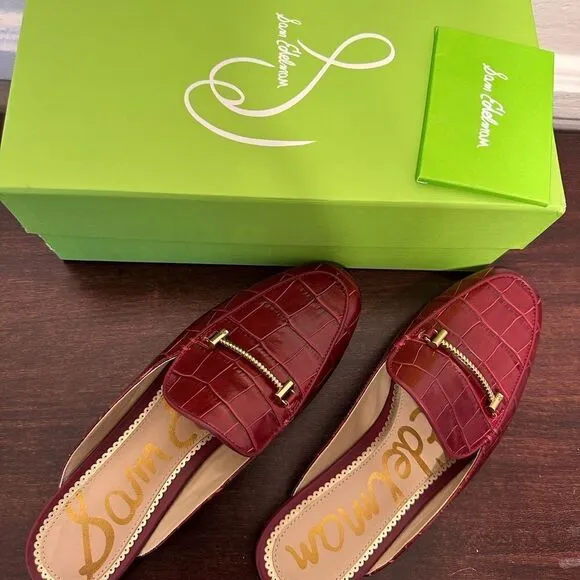 Sam Edelman Linnie Rhubarb Slip On Almond Toe Embellished Loafers Mules size 5