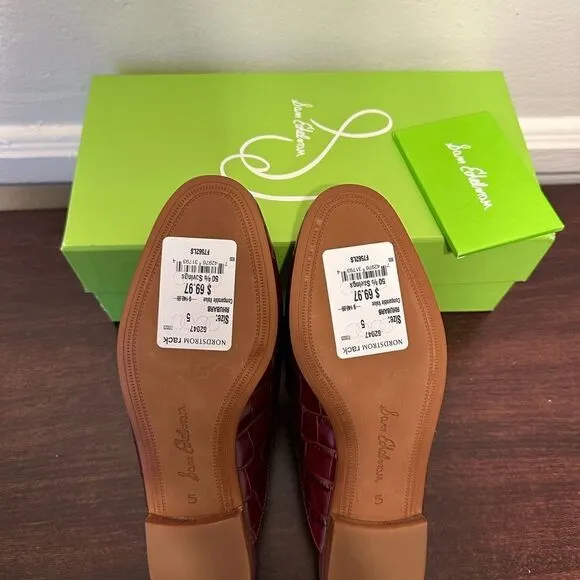 Sam Edelman Linnie Rhubarb Slip On Almond Toe Embellished Loafers Mules size 5
