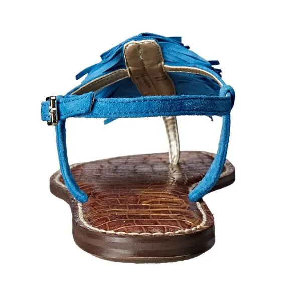 Sam Edelman Malibu Blue Gela Suede Fringe Sandals 6.5