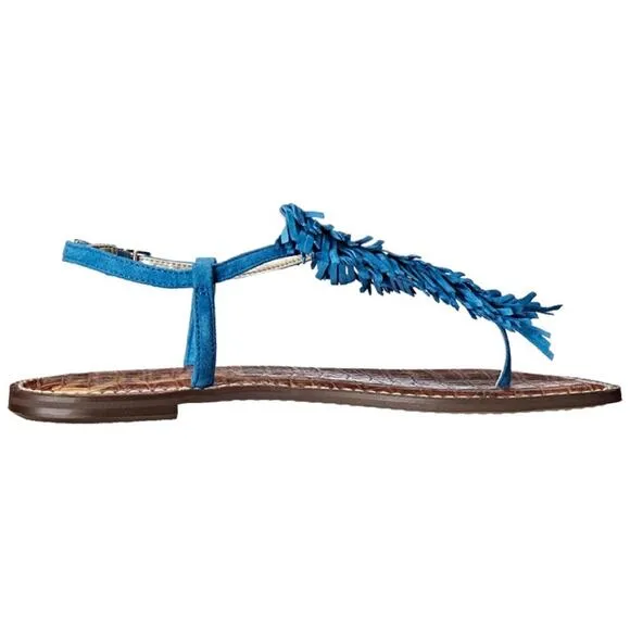 Sam Edelman Malibu Blue Gela Suede Fringe Sandals 6.5