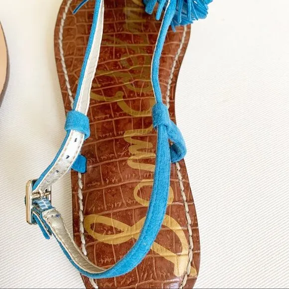 Sam Edelman Malibu Blue Gela Suede Fringe Sandals 6.5
