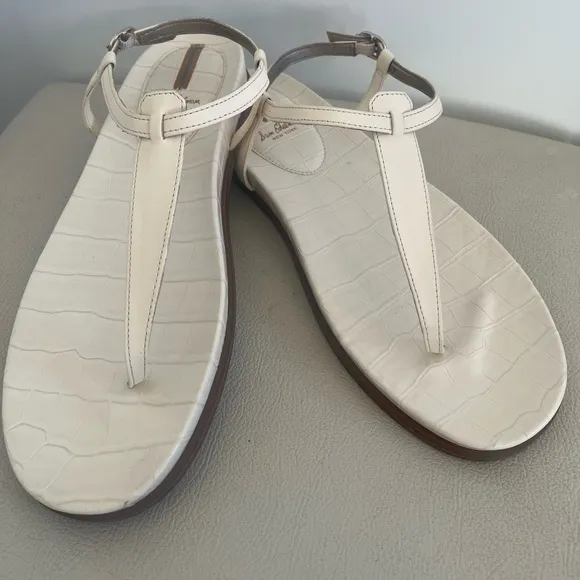 Sam Edelman Naomi Thong Ivory Leather Ankle Strap Sandals Women’s Size 10