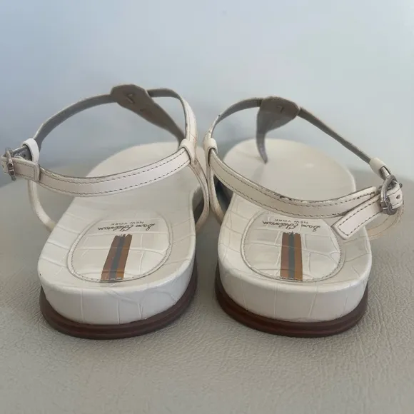 Sam Edelman Naomi Thong Ivory Leather Ankle Strap Sandals Women’s Size 10