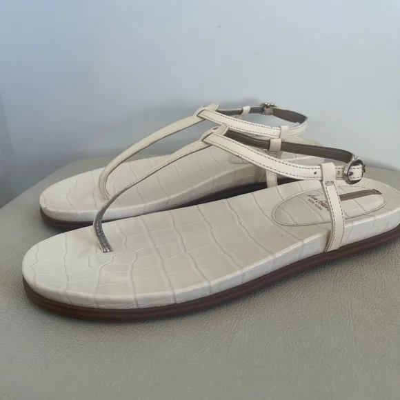 Sam Edelman Naomi Thong Ivory Leather Ankle Strap Sandals Women’s Size 10