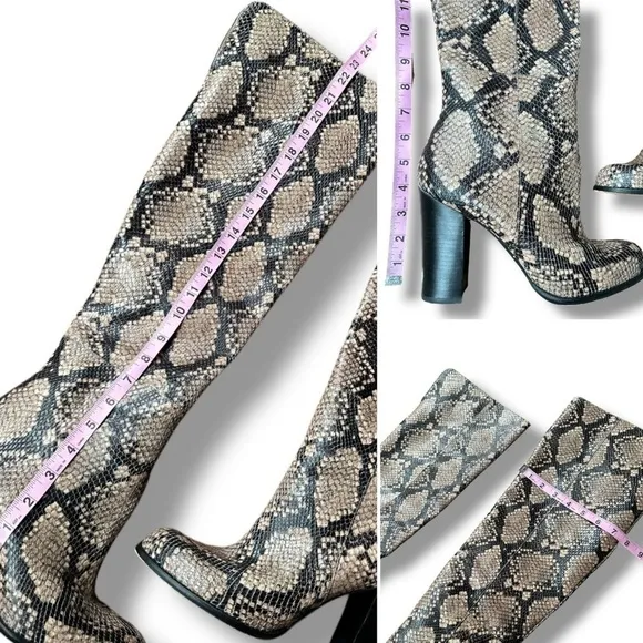 Sam Edelman Rylan Heeled Over The Knee Boots in Natural Snakeskin | Size 10