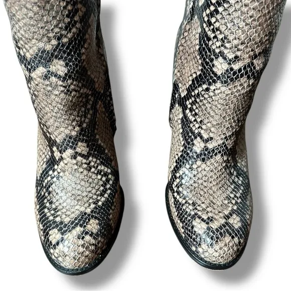Sam Edelman Rylan Heeled Over The Knee Boots in Natural Snakeskin | Size 10