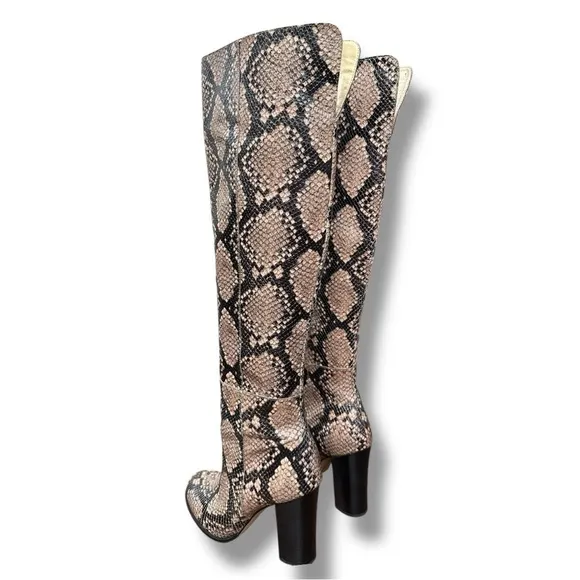 Sam Edelman Rylan Heeled Over The Knee Boots in Natural Snakeskin | Size 10