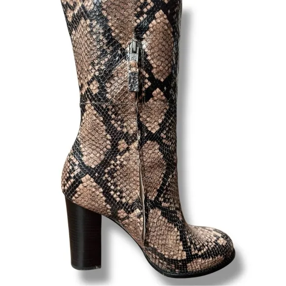 Sam Edelman Rylan Heeled Over The Knee Boots in Natural Snakeskin | Size 10