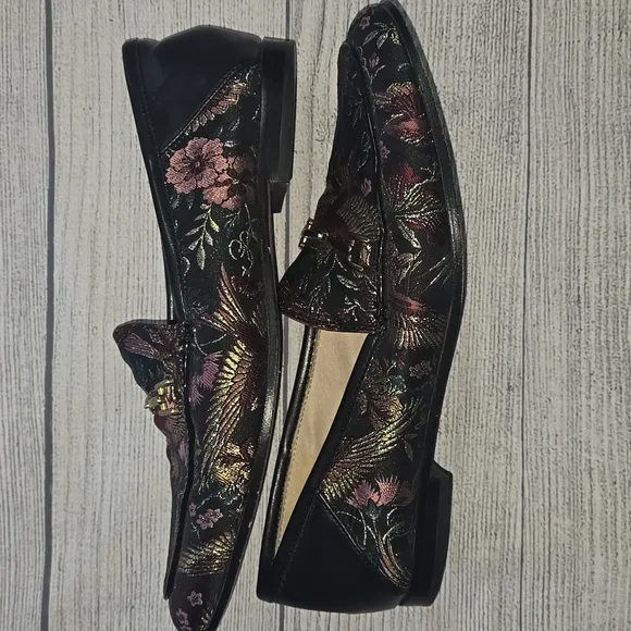 Sam Edelman Women's Loraine Loafers  Black Multi Majestic Bird Size 8