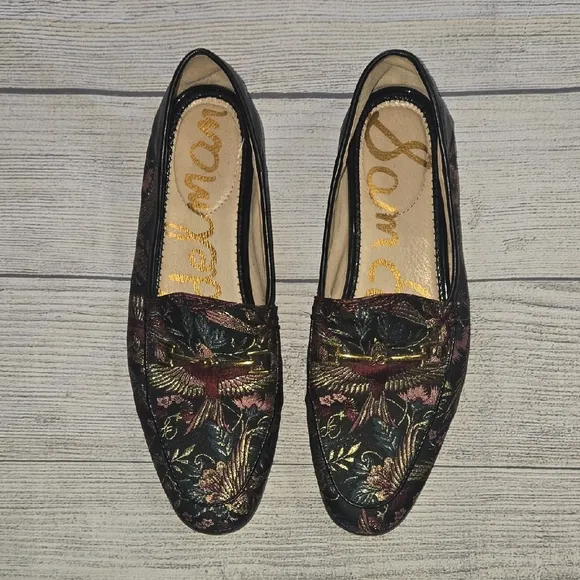 Sam Edelman Women's Loraine Loafers  Black Multi Majestic Bird Size 8
