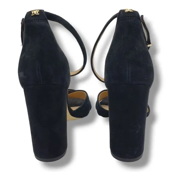 Sam Edelman Yancy Womens Sandals Black Suede Ankle Strap Block Heel