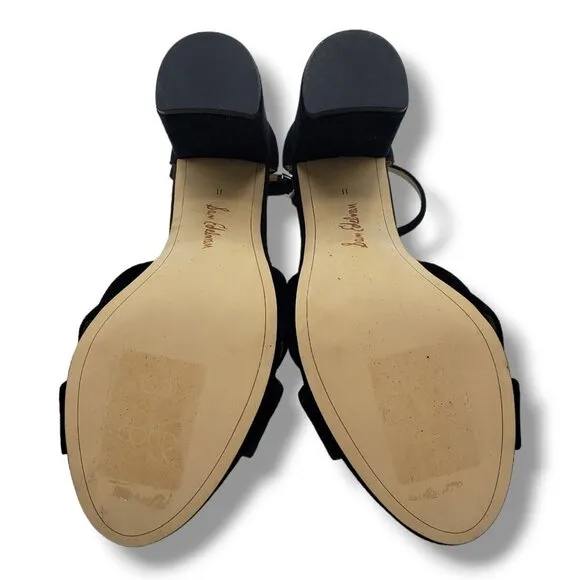 Sam Edelman Yancy Womens Sandals Black Suede Ankle Strap Block Heel