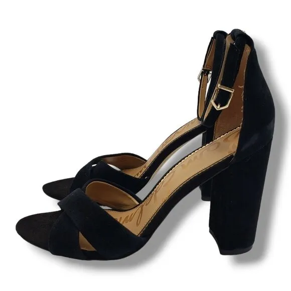 Sam Edelman Yancy Womens Sandals Black Suede Ankle Strap Block Heel