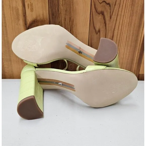 Sam Edelman Yaro Butter Kiwi Croco Women's Ankle Strap Sandals Size 9