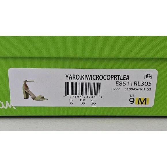 Sam Edelman Yaro Butter Kiwi Croco Women's Ankle Strap Sandals Size 9