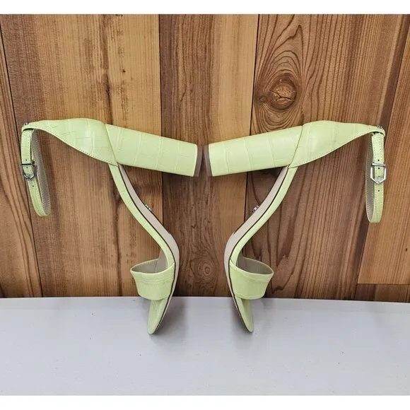 Sam Edelman Yaro Butter Kiwi Croco Women's Ankle Strap Sandals Size 9