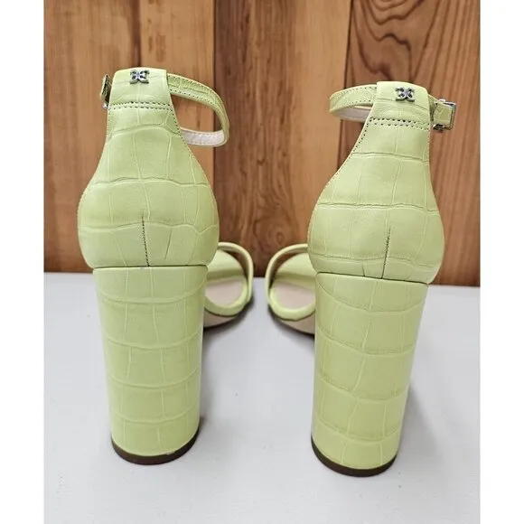 Sam Edelman Yaro Butter Kiwi Croco Women's Ankle Strap Sandals Size 9