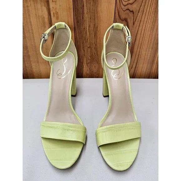 Sam Edelman Yaro Butter Kiwi Croco Women's Ankle Strap Sandals Size 9