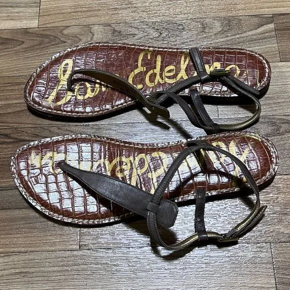 Sam Edelman‎ Women's Gigi Thong Flat Sandals T-Strap Leather 9.5M