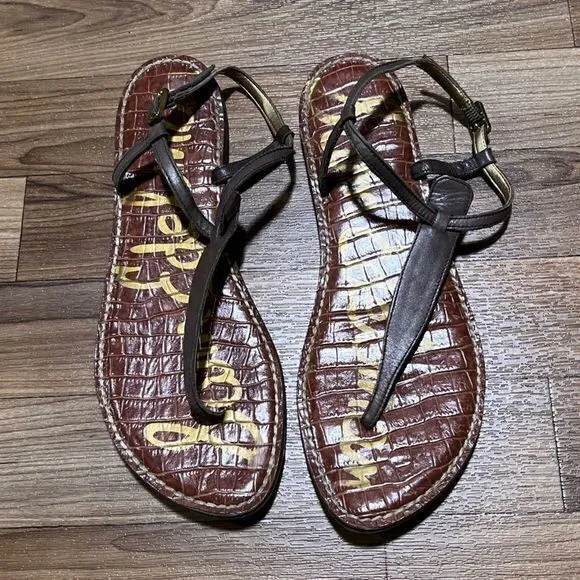 Sam Edelman‎ Women's Gigi Thong Flat Sandals T-Strap Leather 9.5M