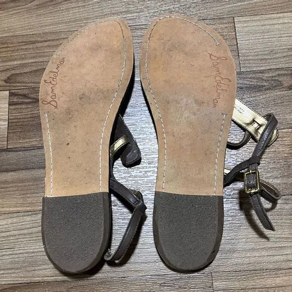 Sam Edelman‎ Women's Gigi Thong Flat Sandals T-Strap Leather 9.5M