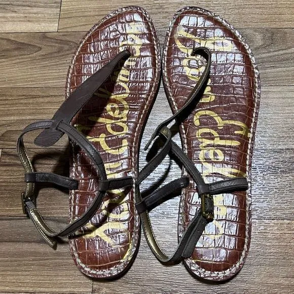 Sam Edelman‎ Women's Gigi Thong Flat Sandals T-Strap Leather 9.5M