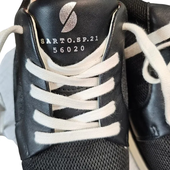 Sarto By Franco Sarto A-Quinn Black Leather &amp; Fabric Lace Up Sneakers Sz 9.5