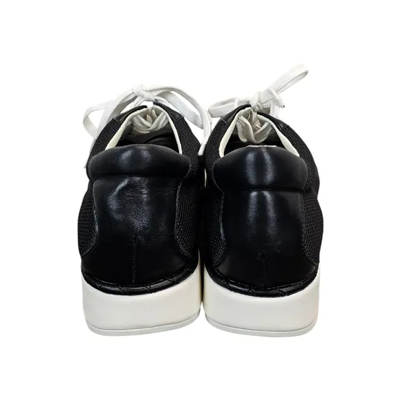 Sarto By Franco Sarto A-Quinn Black Leather &amp; Fabric Lace Up Sneakers Sz 9.5