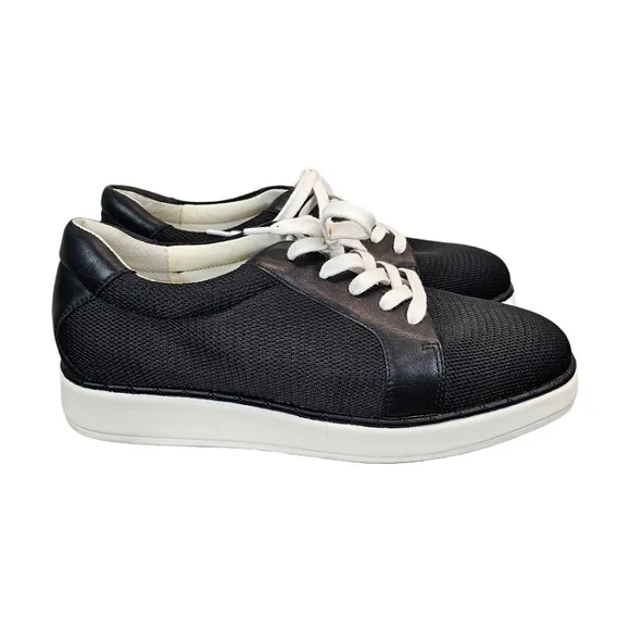 Sarto By Franco Sarto A-Quinn Black Leather &amp; Fabric Lace Up Sneakers Sz 9.5