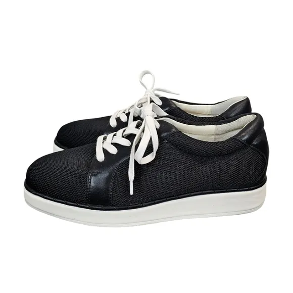 Sarto By Franco Sarto A-Quinn Black Leather &amp; Fabric Lace Up Sneakers Sz 9.5
