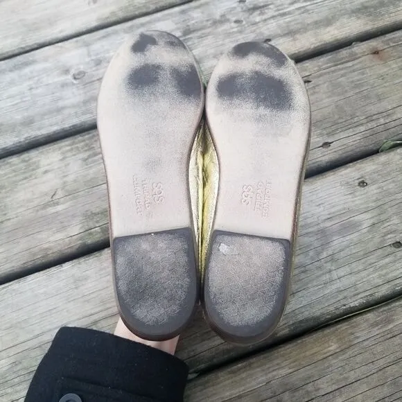SAS Gold Tumbled Leather Moc Toe Moccasin Penny Loafers Grannycore Grandpacore