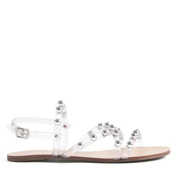 SCHUTZ Embellished Clear Strap Sandals