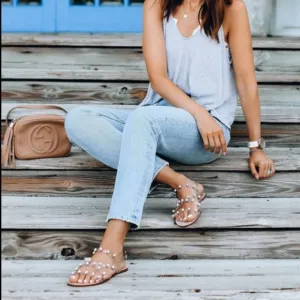 SCHUTZ Embellished Clear Strap Sandals