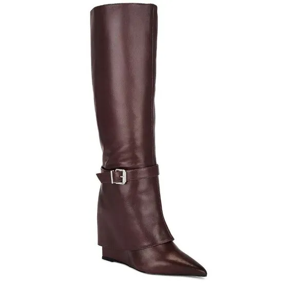Schutz Jorian Up Boots in Dark Chocolate 5 with Box Womens Knee High