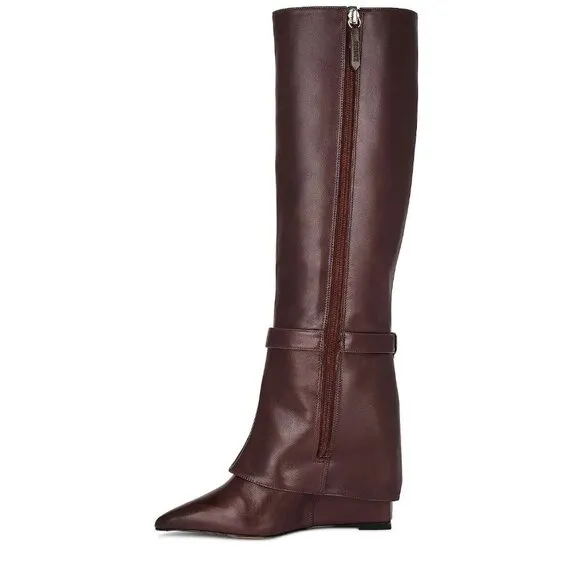 Schutz Jorian Up Boots in Dark Chocolate 5 with Box Womens Knee High