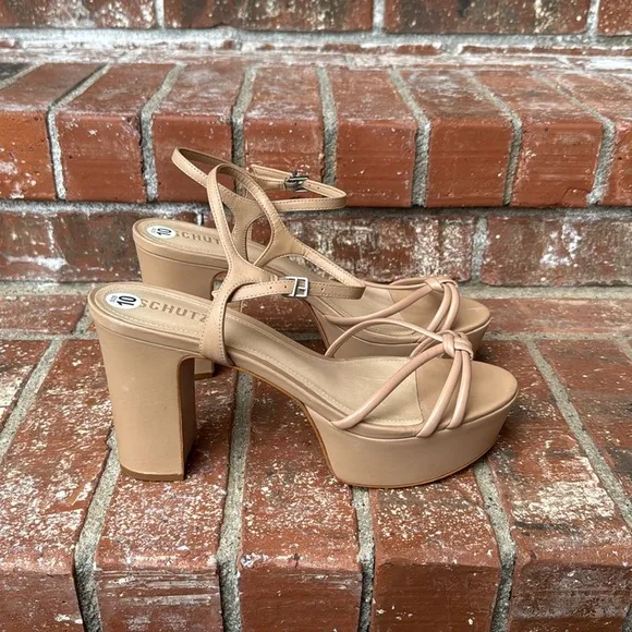 Schutz Kelsie Platform Leather Strappy Heeled Sandal Women's Size 10