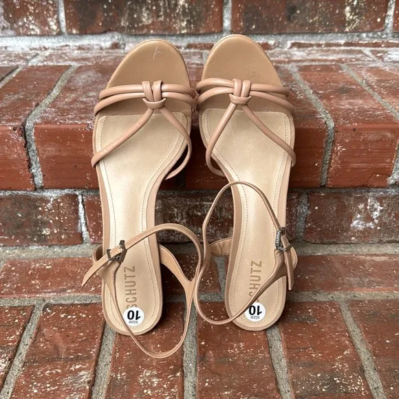 Schutz Kelsie Platform Leather Strappy Heeled Sandal Women's Size 10