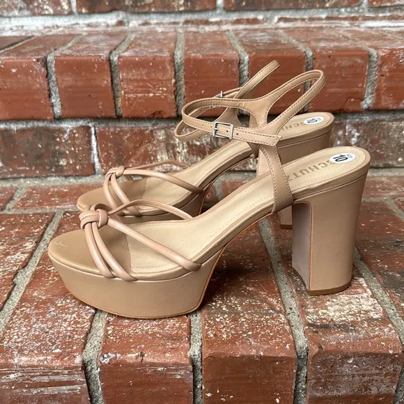 Schutz Kelsie Platform Leather Strappy Heeled Sandal Women's Size 10