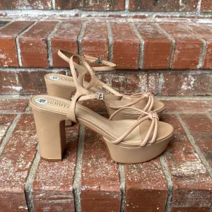 Schutz Kelsie Platform Leather Strappy Heeled Sandal Women's Size 10
