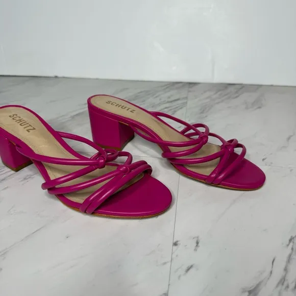 Schutz Princey Pink Faux Leather Knotted Strap Sandal 7 1/2 B