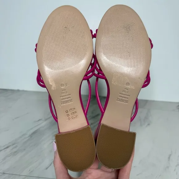 Schutz Princey Pink Faux Leather Knotted Strap Sandal 7 1/2 B
