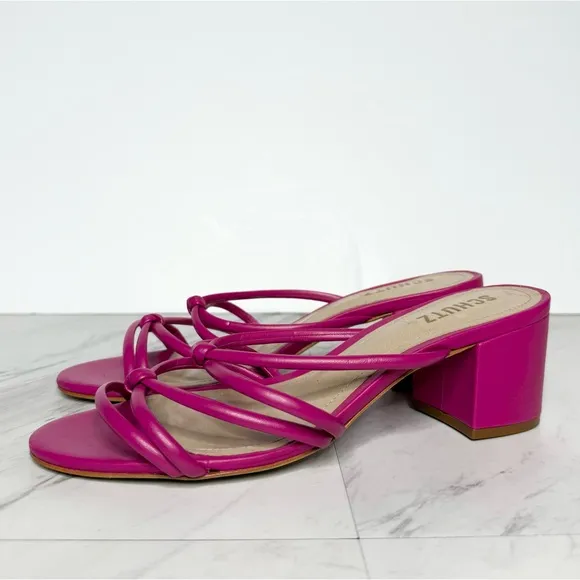 Schutz Princey Pink Faux Leather Knotted Strap Sandal 7 1/2 B